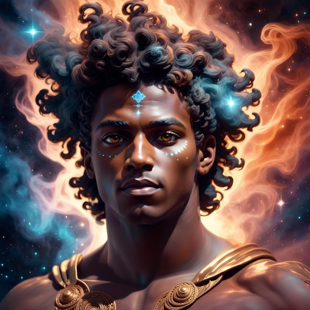 Black Apollo: Surreal God in Vibrant Colors