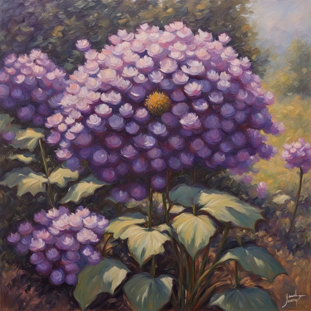 Impressionistic Violet Flower Painting with Large Strokes