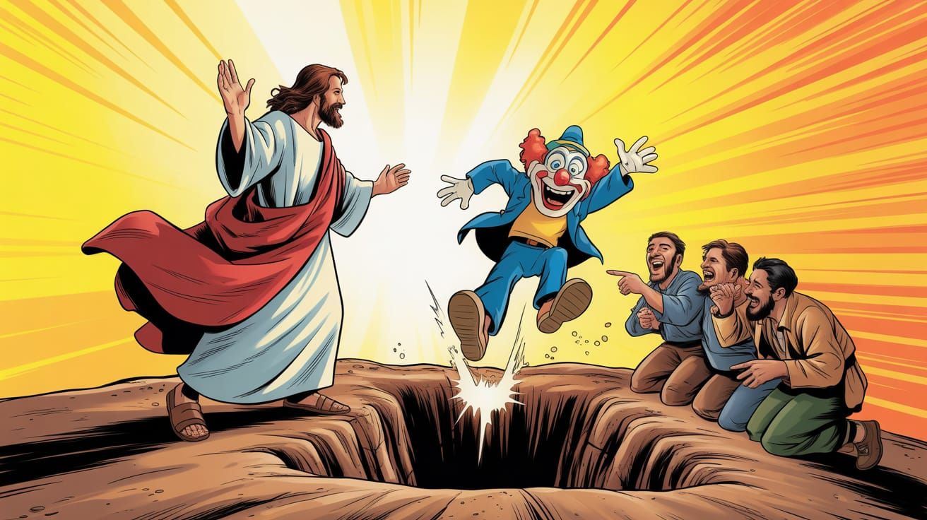The disciples prank Jesus by putting a clown in Lazarus grav...
