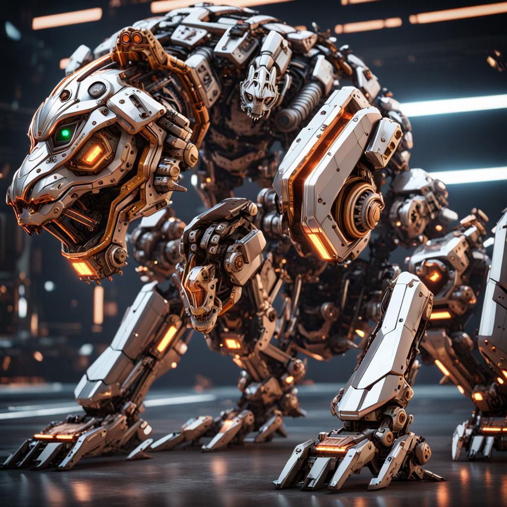 Lion Robot Versus Tiger Mech Battle