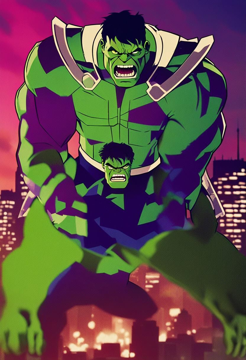 Hulk Roaring in Cityscape: Cinematic Film Still