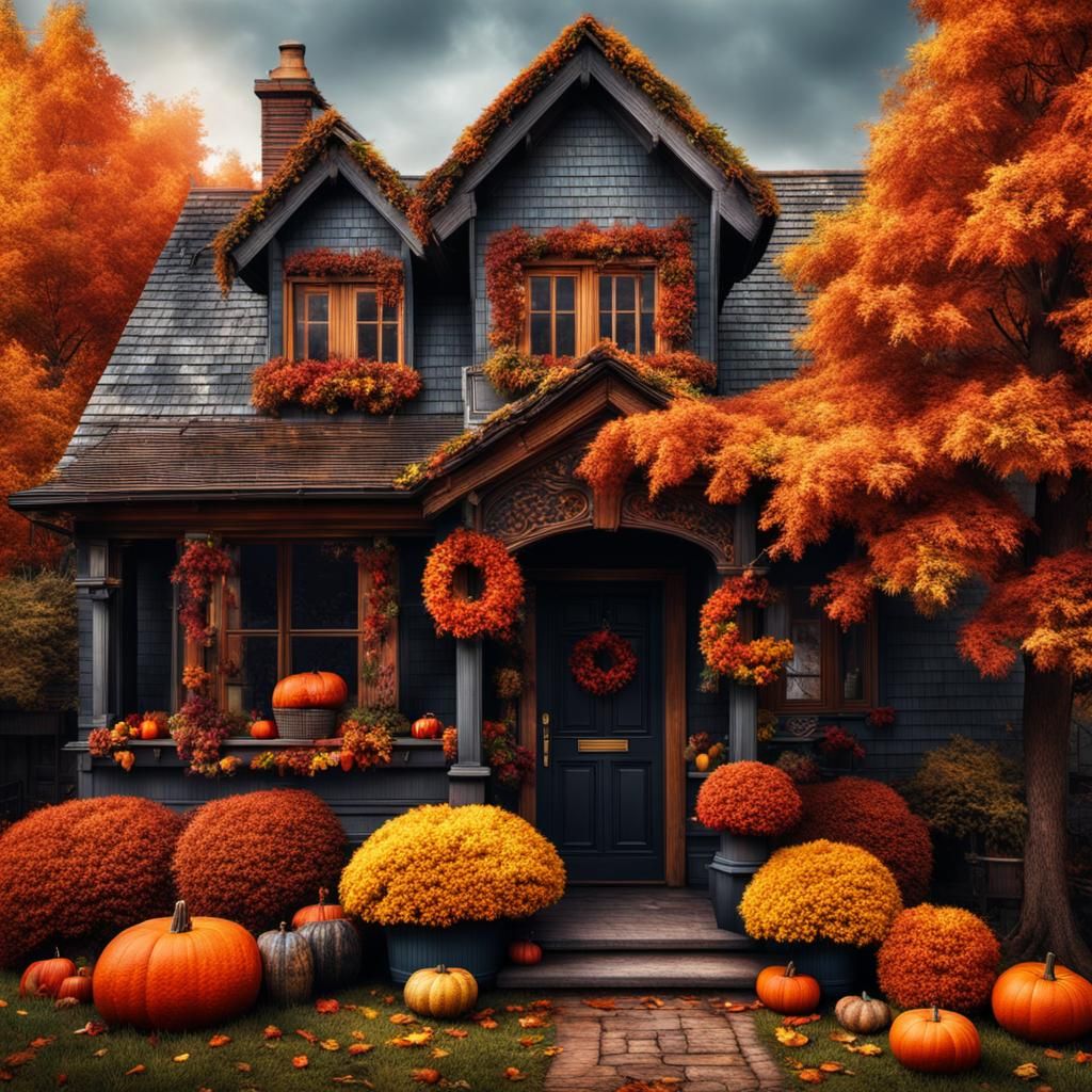 Hyperrealistic Autumn Cozy Home Interior in HDR