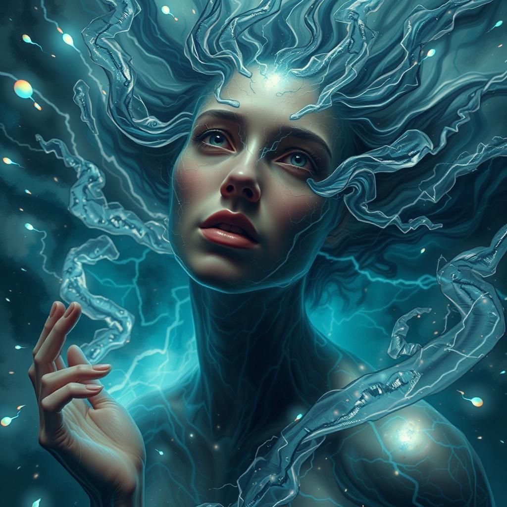 Electric Lightning Humanoid Flies Through Storm