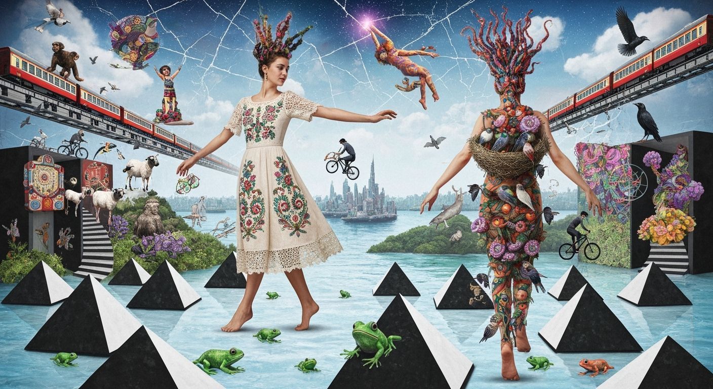 Surreal Dancer in a Distorted Landscape