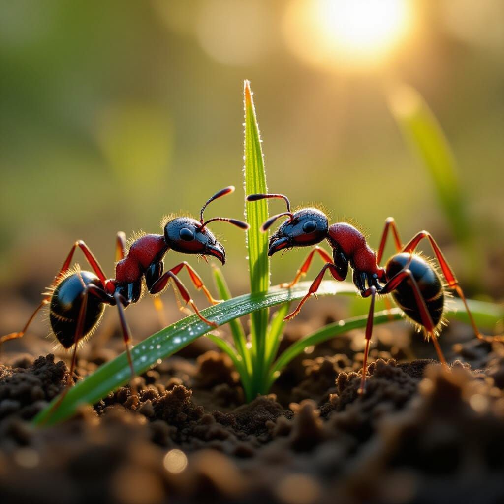 Ants Tug-of-War: Ultra-Realistic Macro Photography