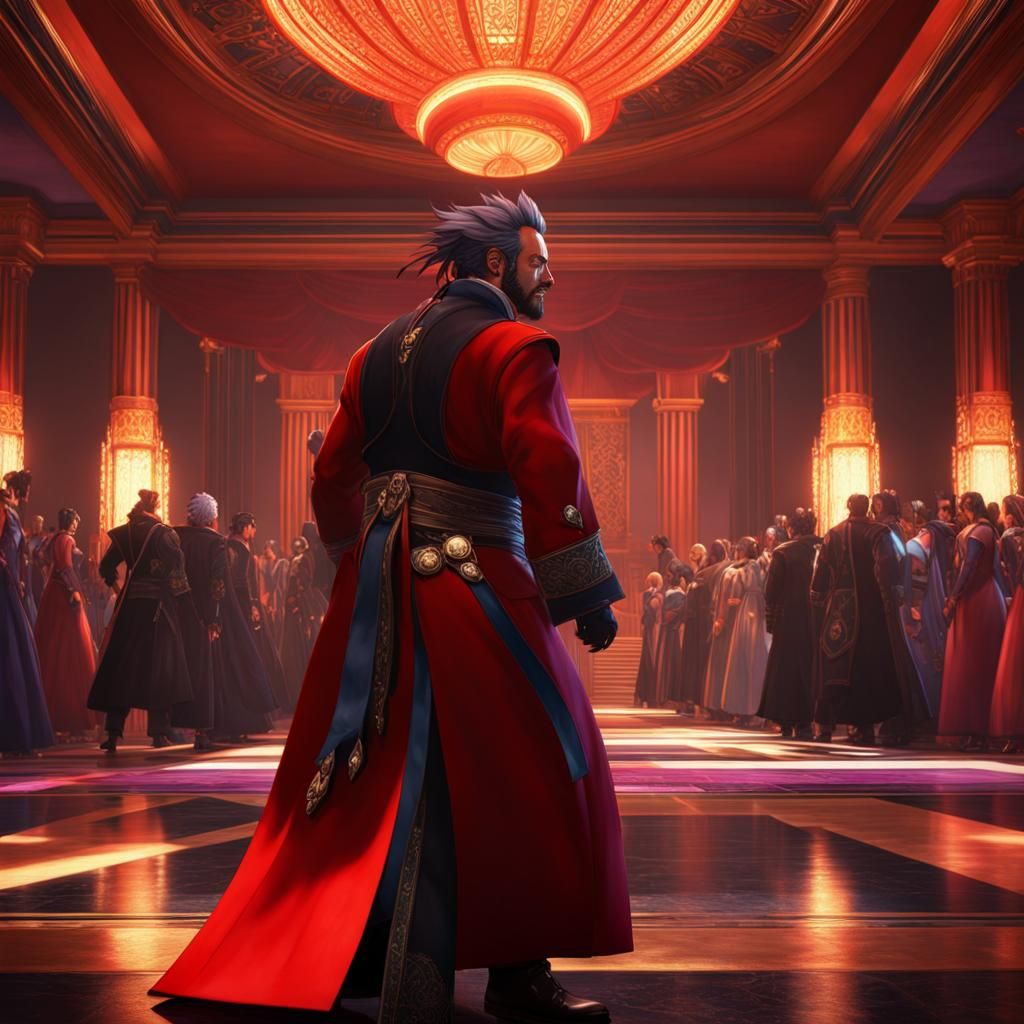 Auron Enters Ballroom: Hyperdetailed Concept Art