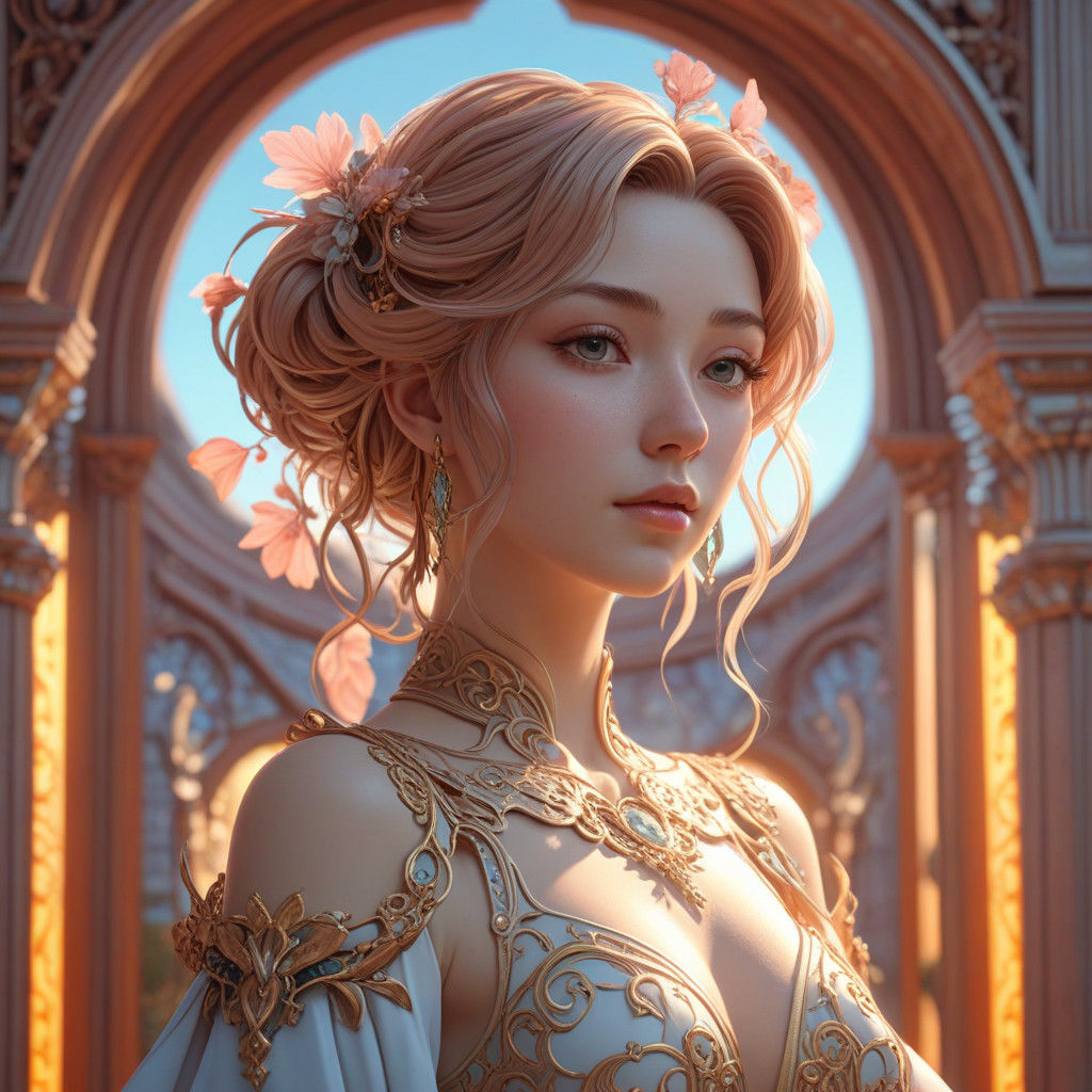 Ethereal Art Nouveau Angel Portrait