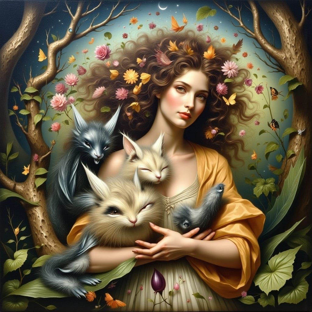 Da Vinci mixed with wisp creatures <lora:IntoMystic:1.0>