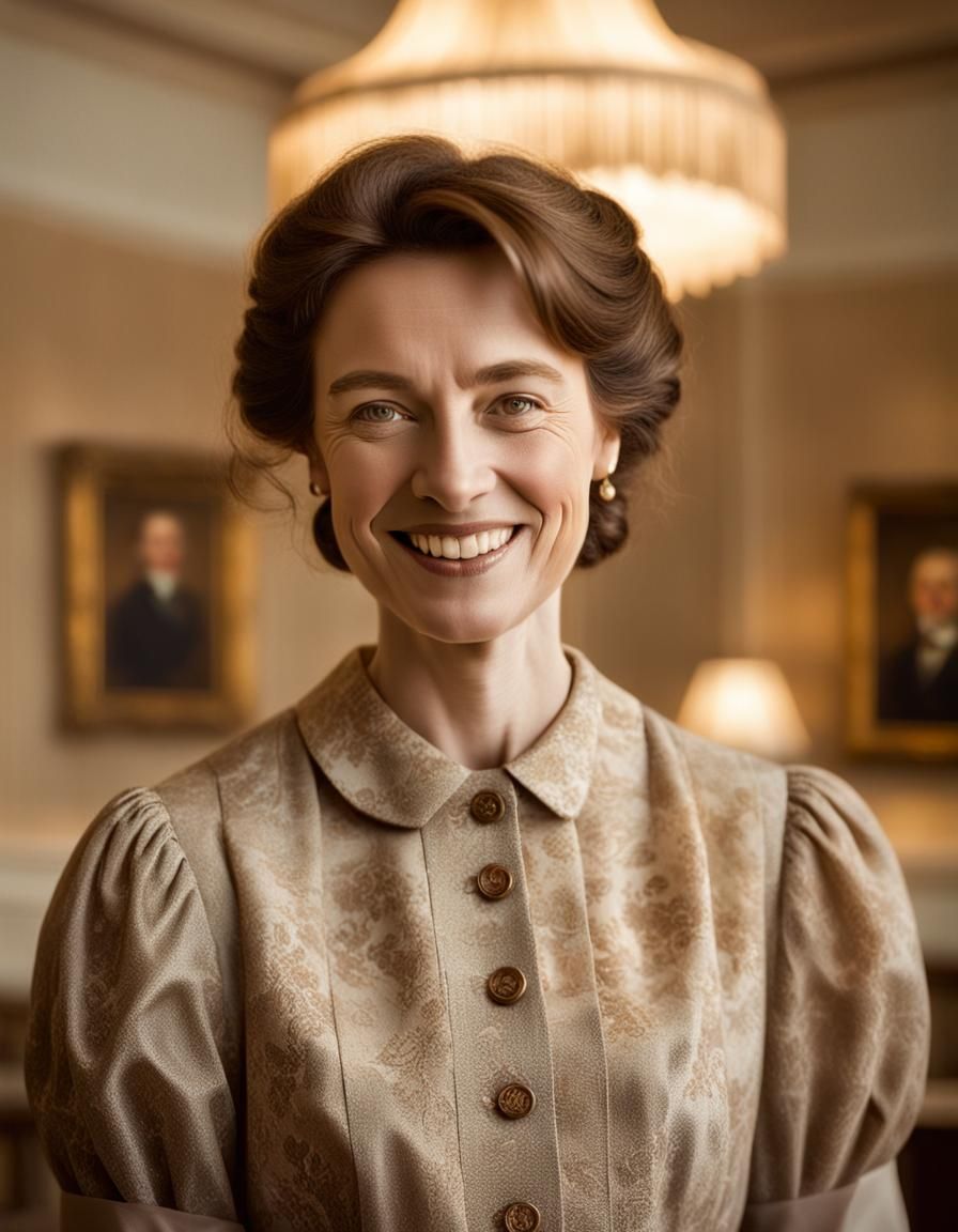 Impressionist Portrait of Smiling English Woman