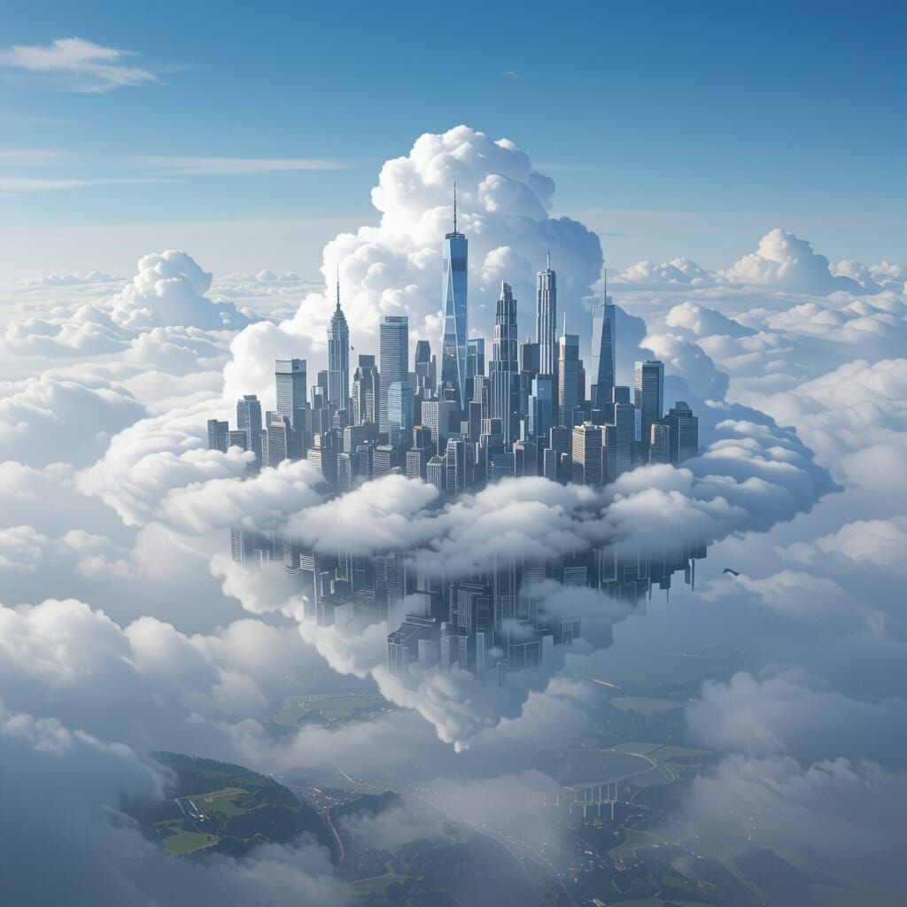 Ethereal Cloud Cityscape Above the World