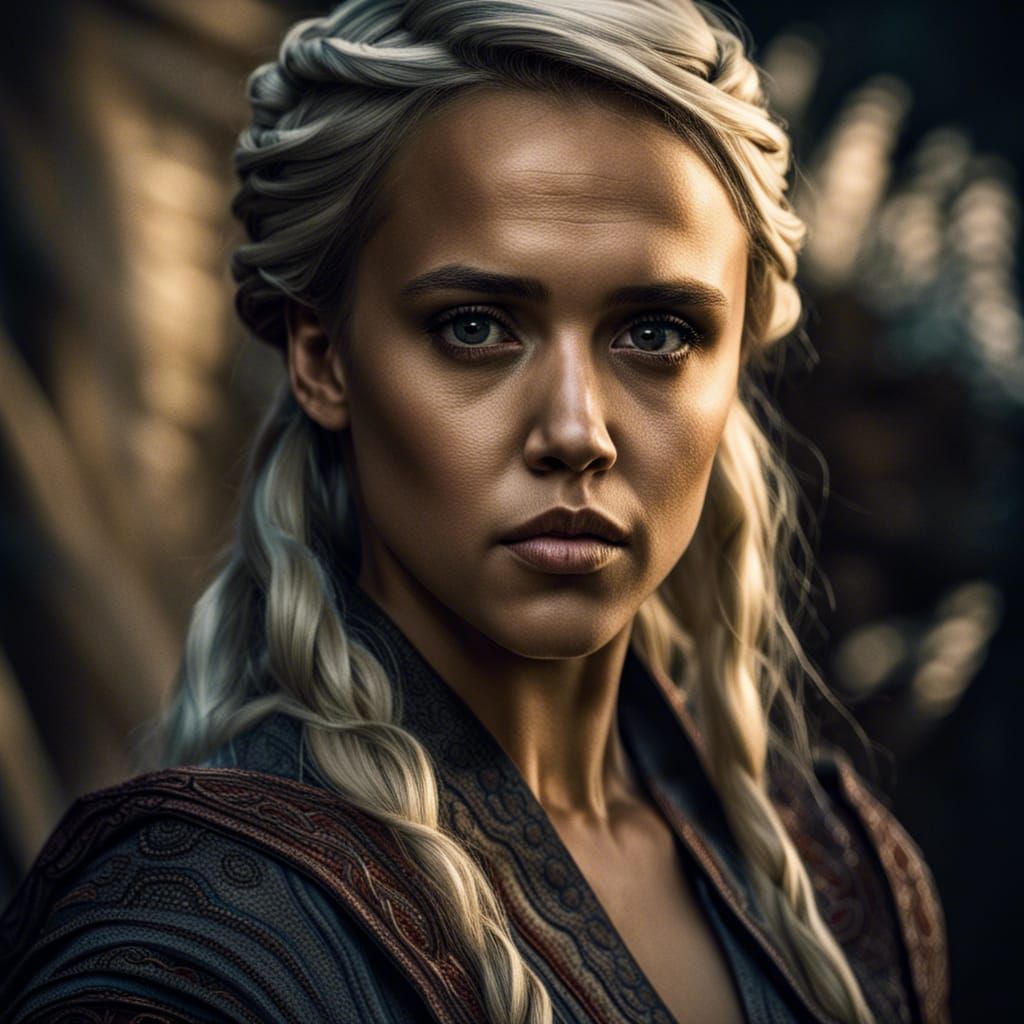 Hyperrealistic Portrait: Jessica Alba as Daenerys Targaryen