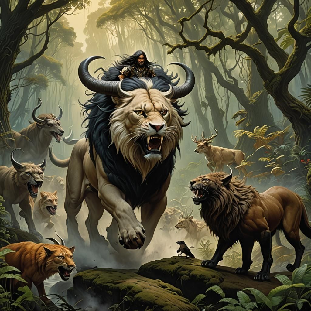 Zephyr: Enigmatic Beastmaster in Fantasy Landscape