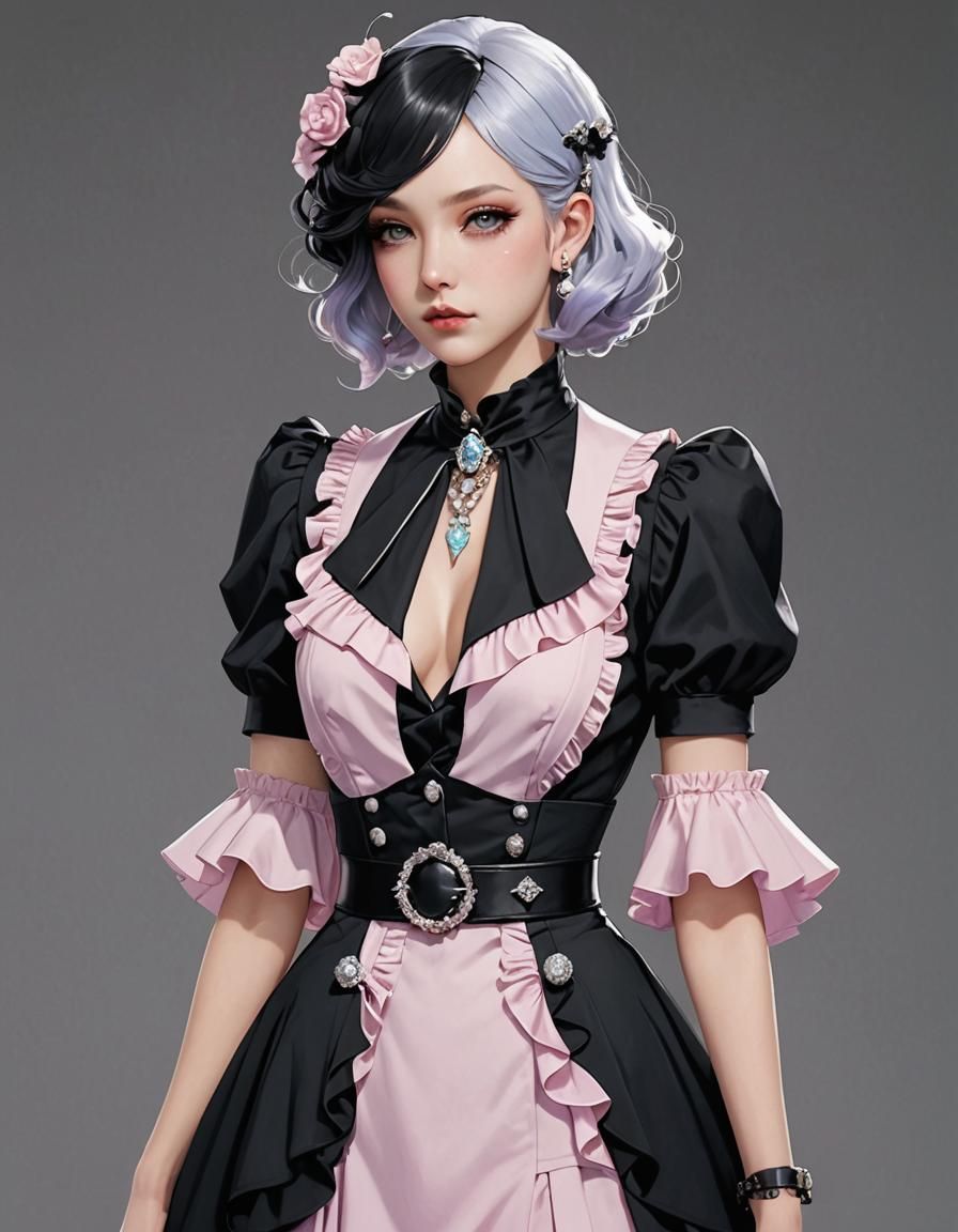 Pastel Goth 1930's Ladies Suit in 3D Anime Style