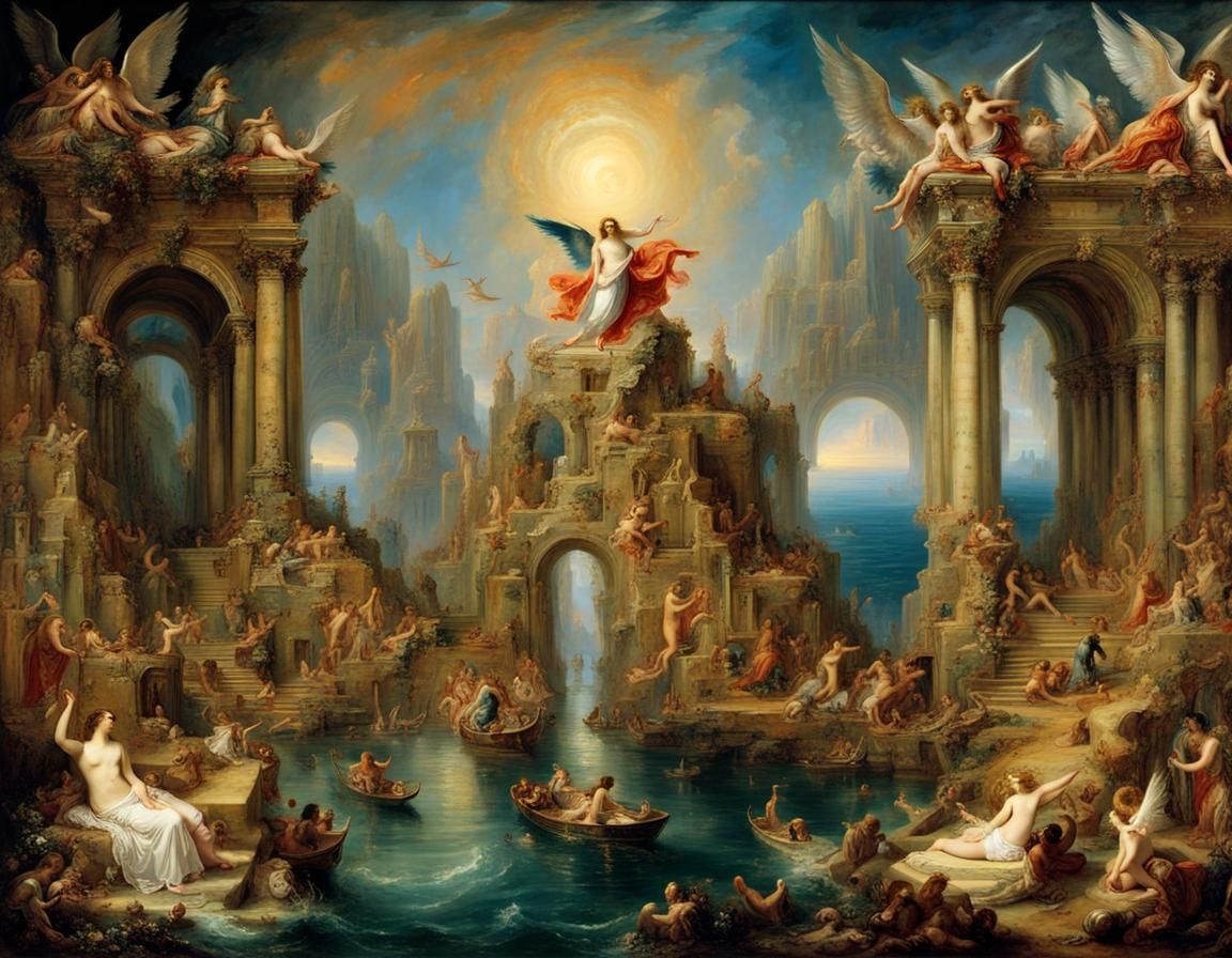 Falling into Atlantis: Symbolic Masterpiece in Moreau Style