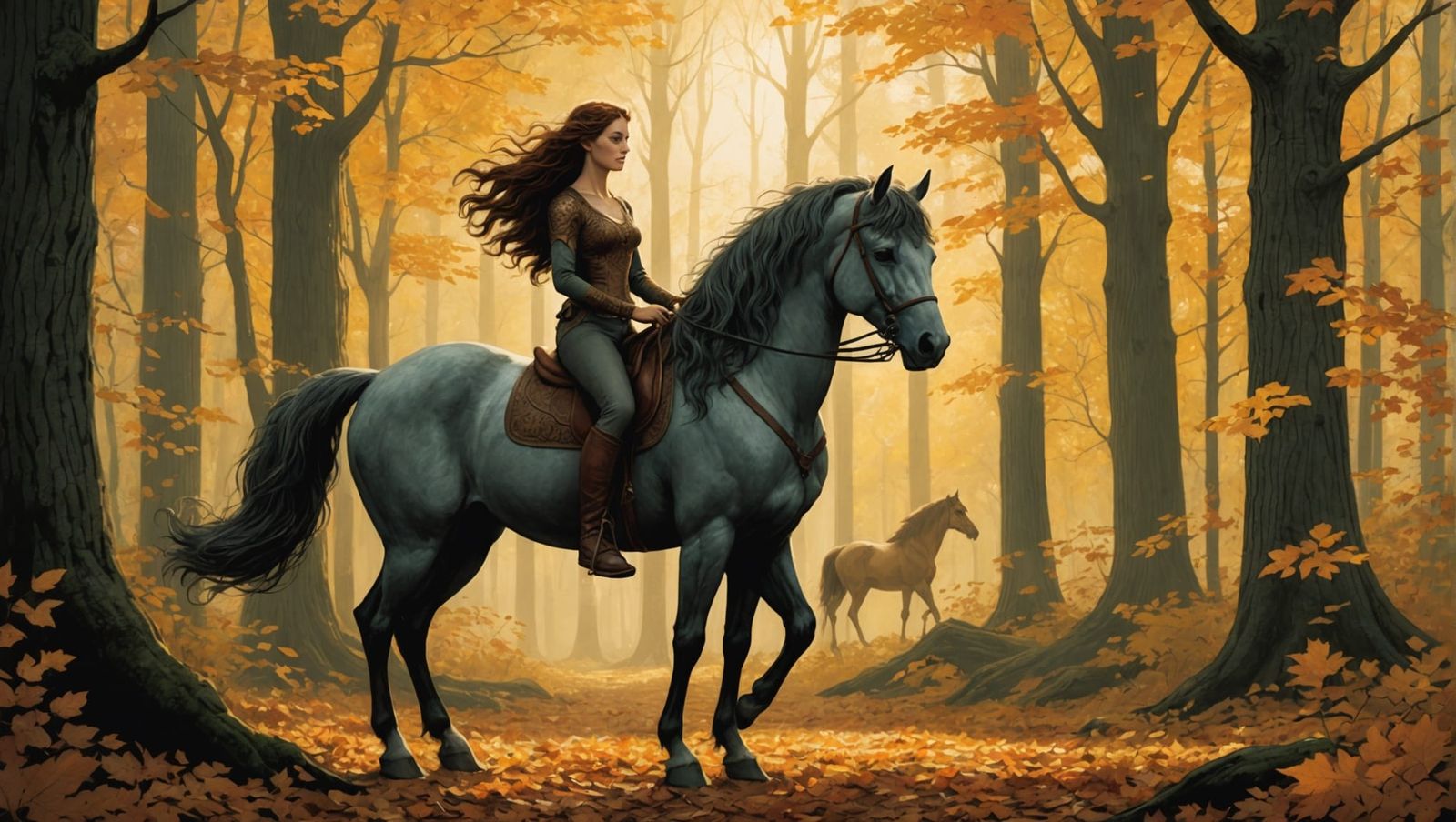 Majestic Centauride in Forest, Edward Gorey Style