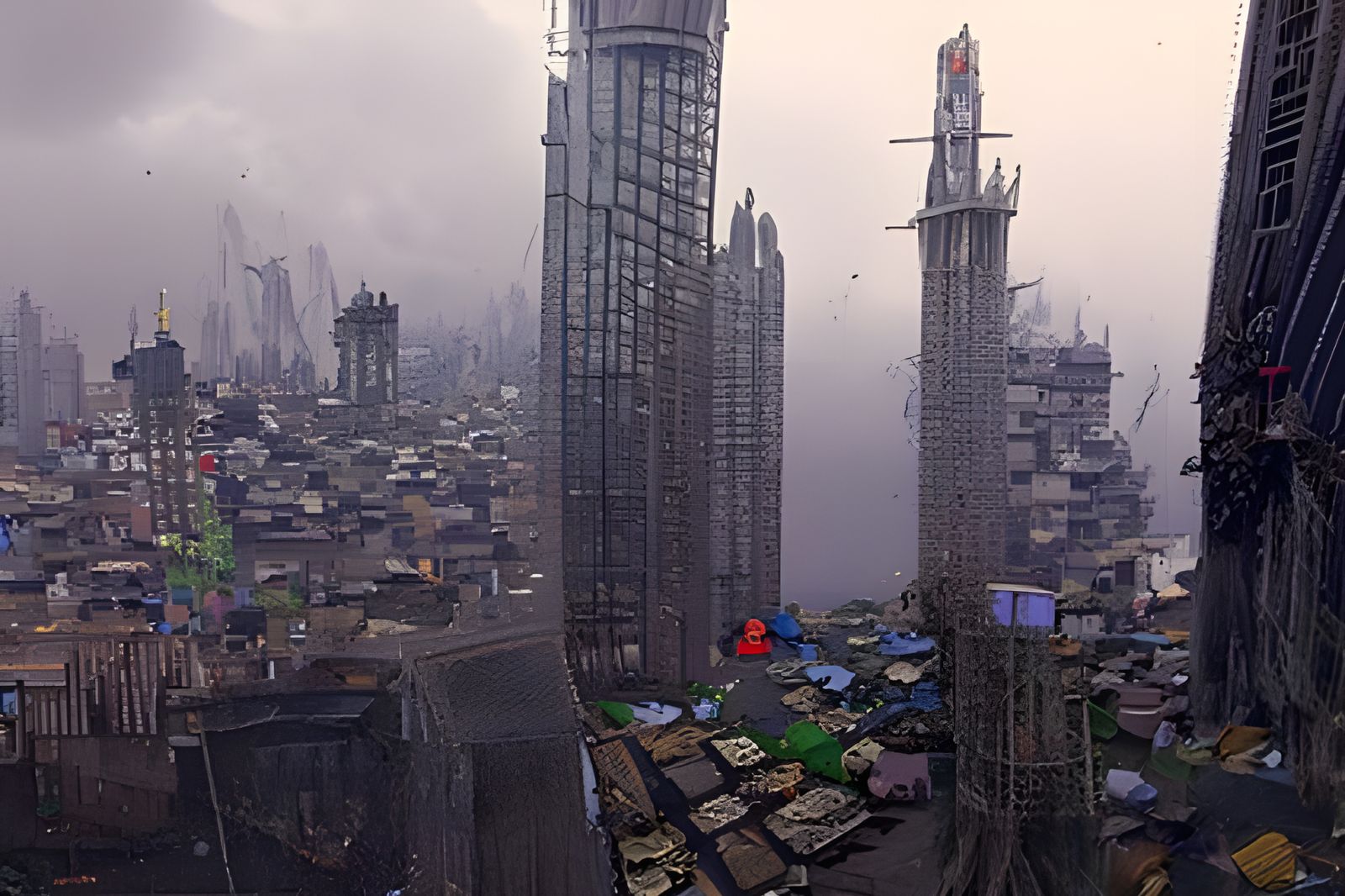 Biopunk Metropolis: Studio Ghibli-Inspired Dystopian Citysca...