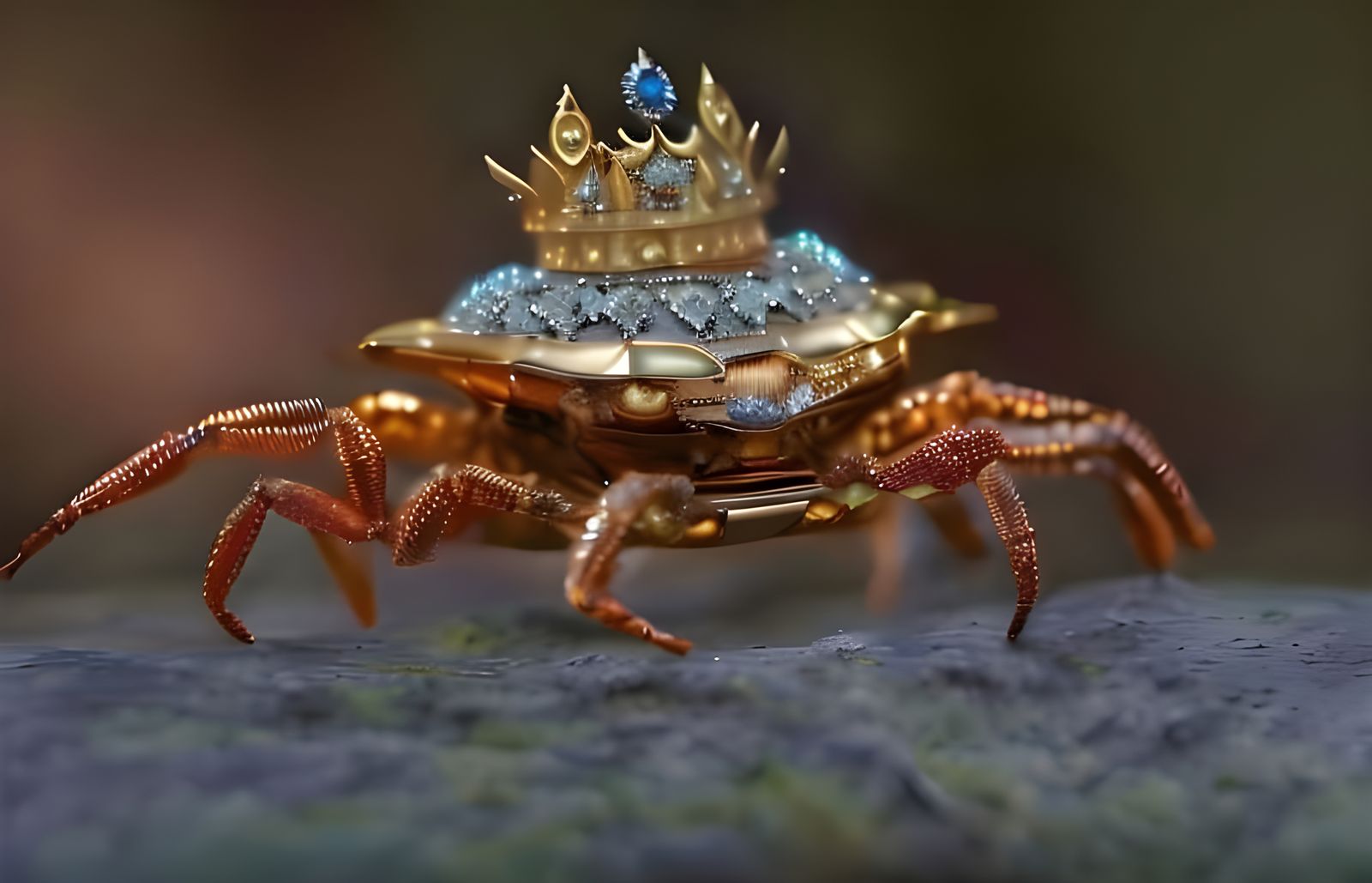 Bejeweled King Crab God in Opulent Treasure