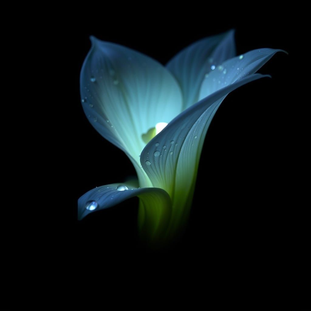 Night-Blooming Cereus Flower in Bioluminescent Botanical Sty...