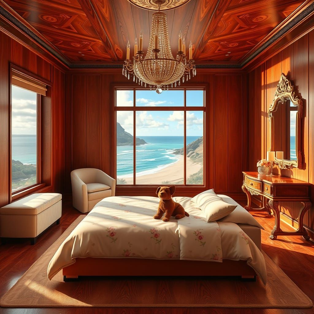 Luxury Redwood Room with Gucci Accents and Maui Beach View