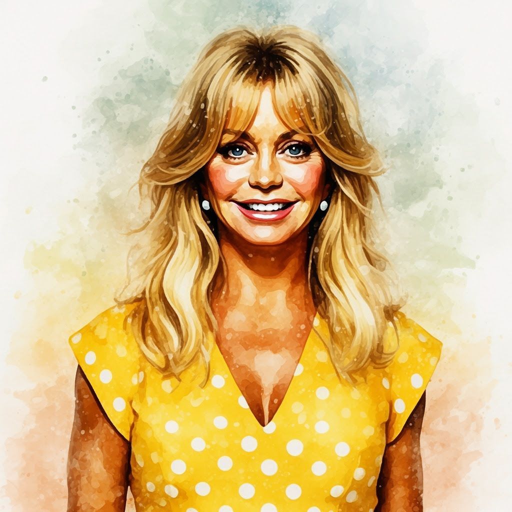 Impressionistic Watercolor Portrait of Goldie Hawn