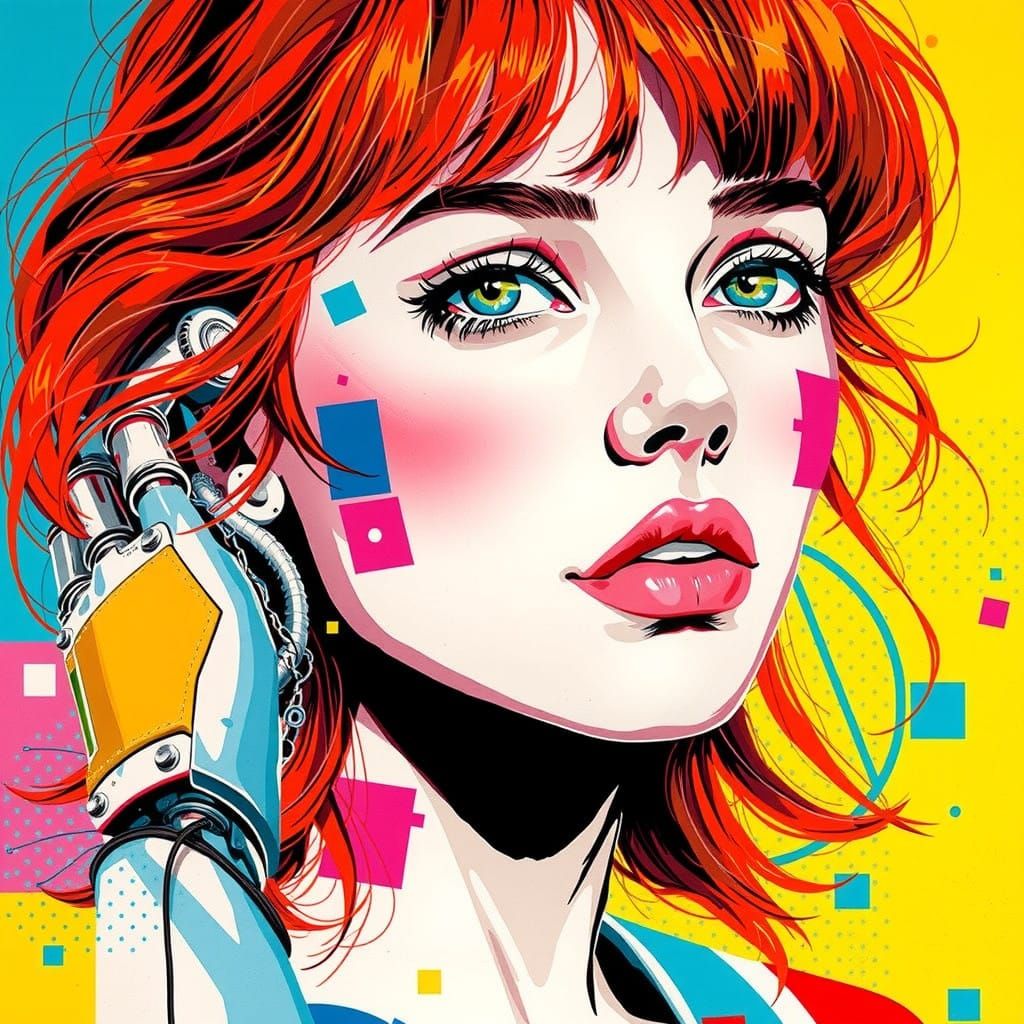 Cyberpunk Goddess in Vibrant Collage