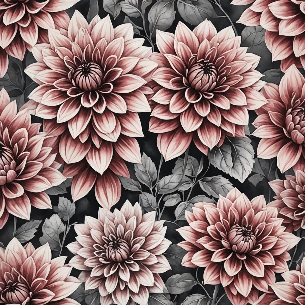 Dahlia in Ink Wash Block Color Style