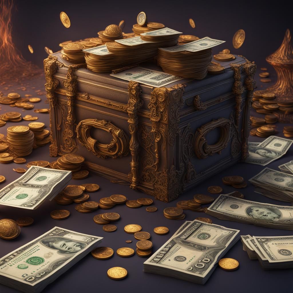 Fantastical Money Concept Art in Deep Color