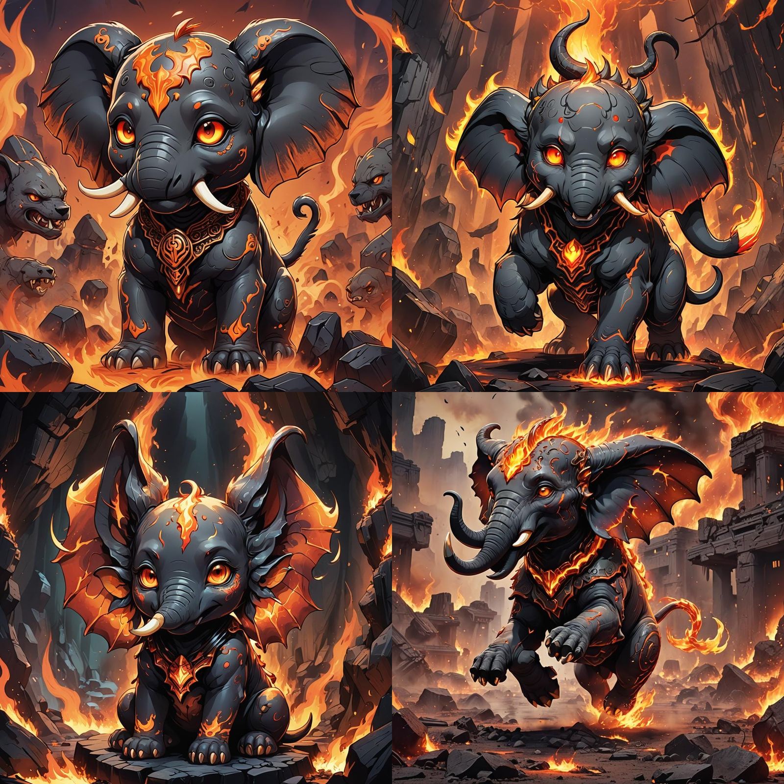 Chibi Hellhound Elephant in Anime Style