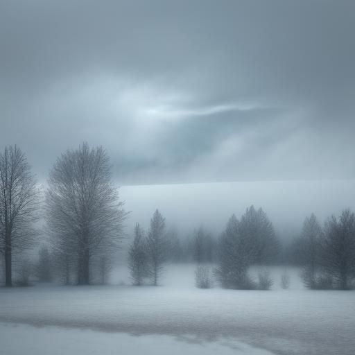 Hyper-Realistic Winter Landscape with Lone Figure in Snowsto...