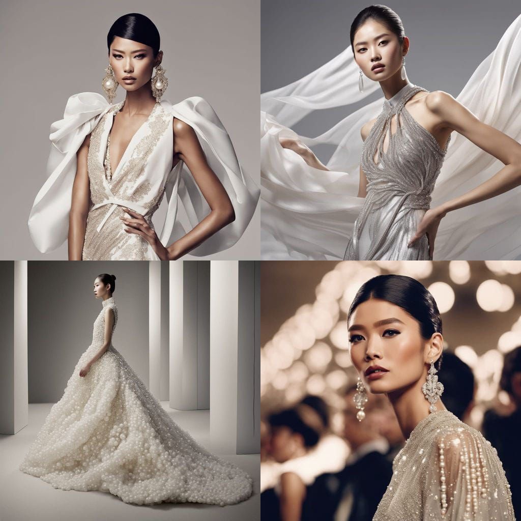 Asian Supermodel Struts Down the Catwalk in Elegant Evening ...