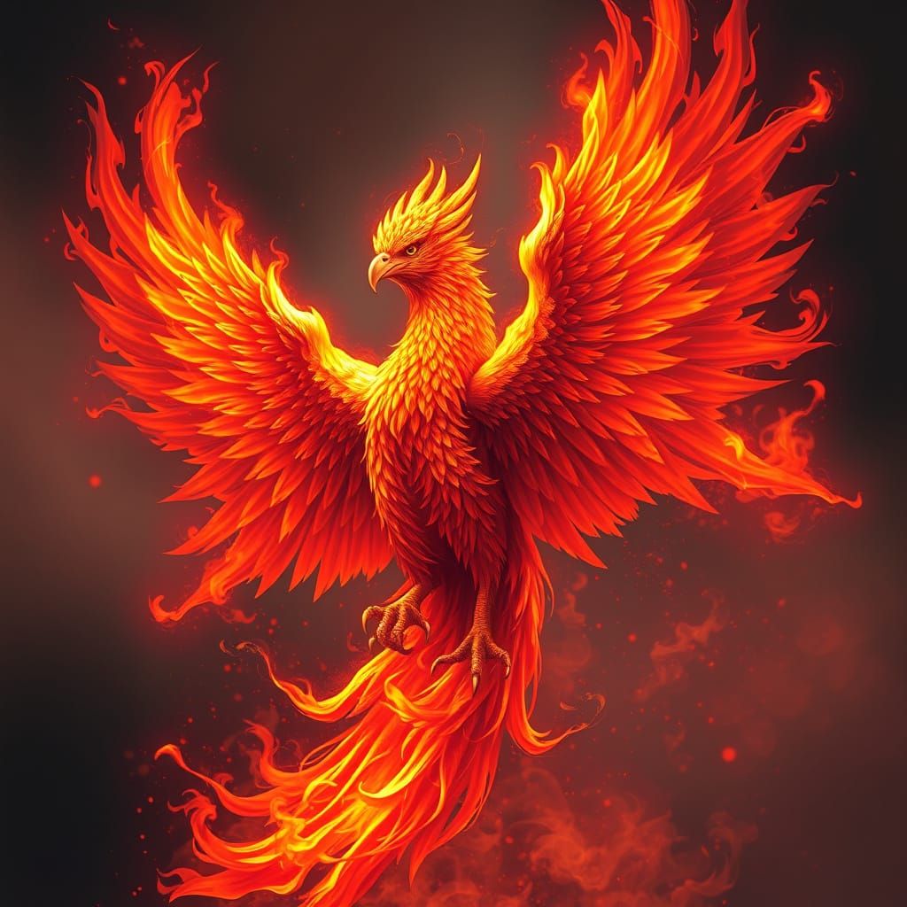 Majestic Phoenix in Fiery Splendor: Digital Concept Art