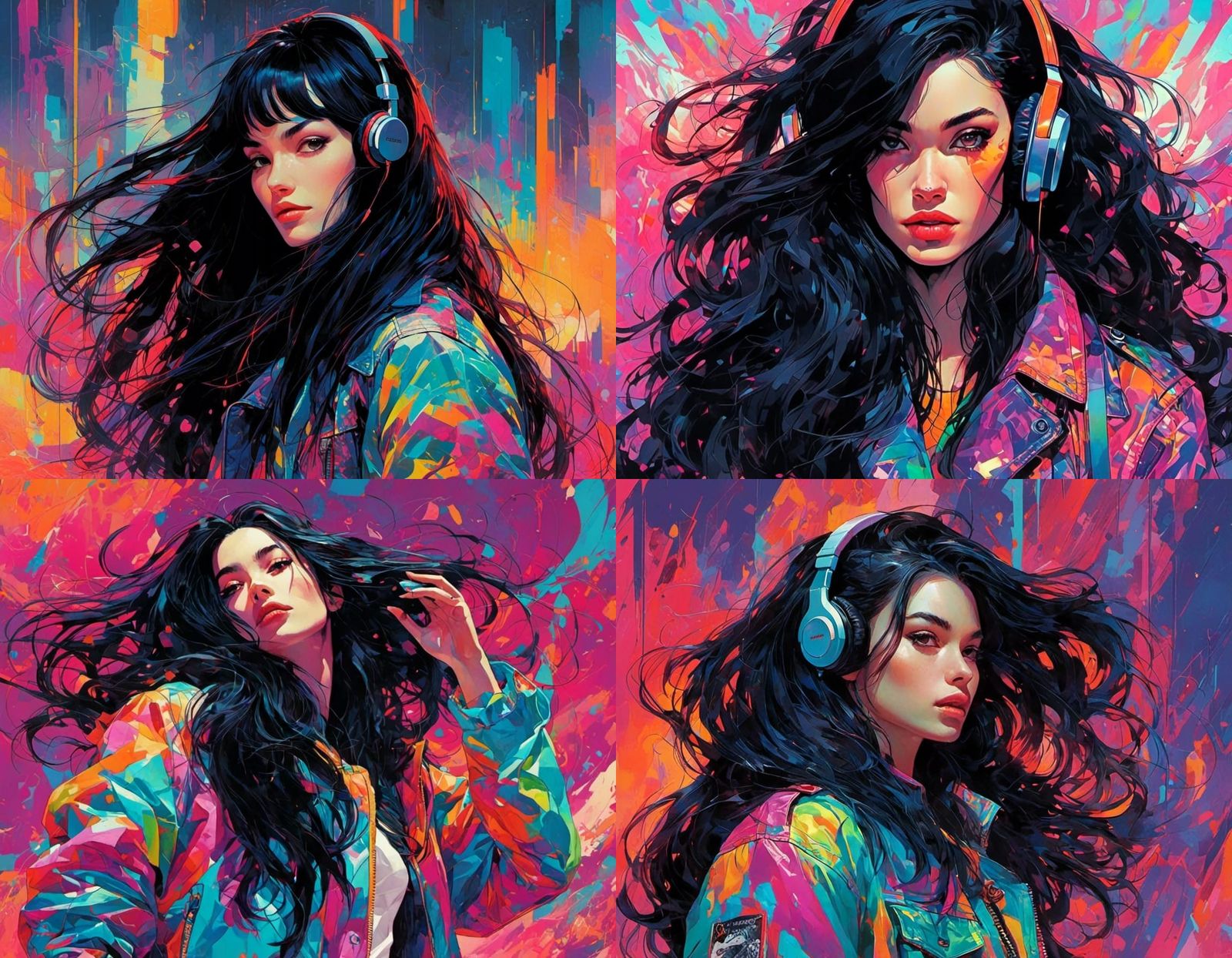 Hyperpop Woman with Discman in Iridescent Jacket