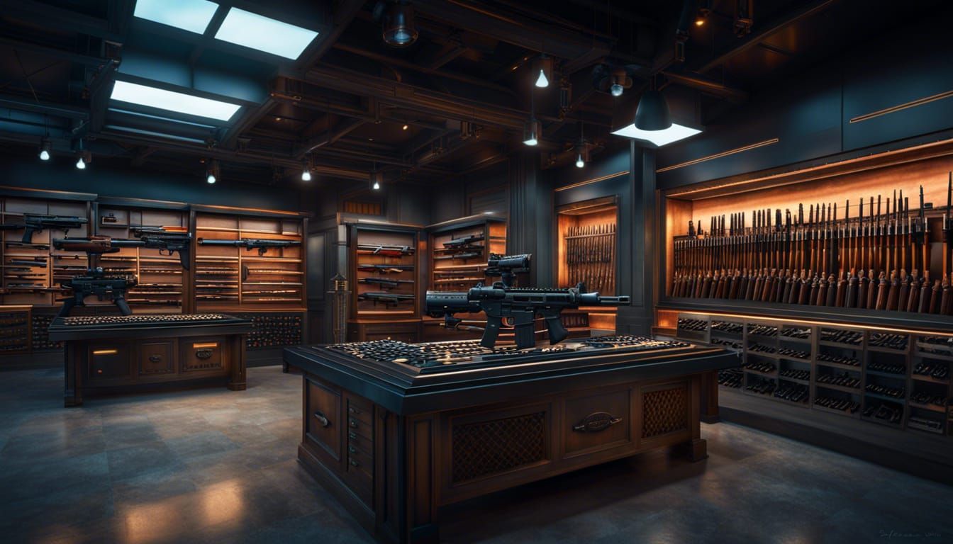Sci-Fi Gun Store with Dynamic Lighting