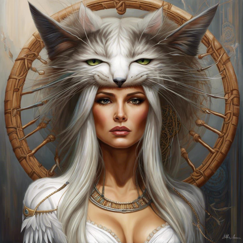 Dreamcatcher with Feline Melania Trump in Surreal Style