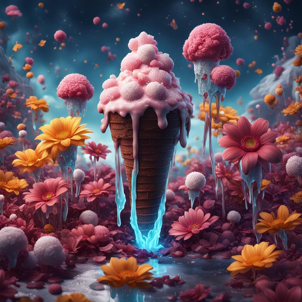 Fantastical Upside-Down Flowers and Ice Cream