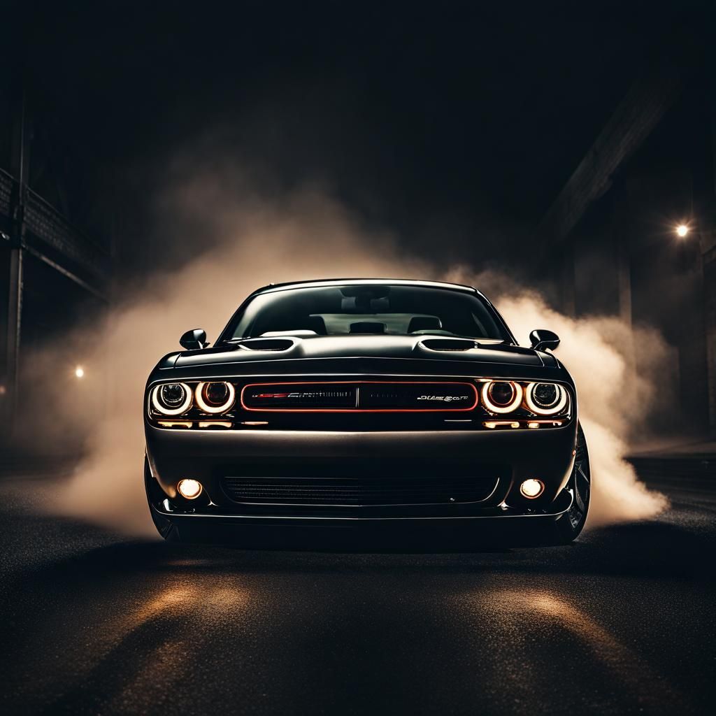 Dodge Challenger in Smokey Night, 8K Resolution