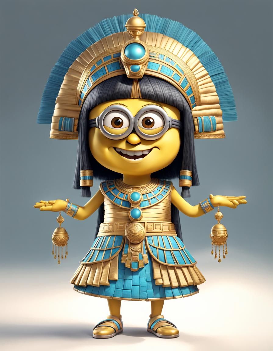 Minion as Cleopatra: Funny Caricature in Volumetric Lighting