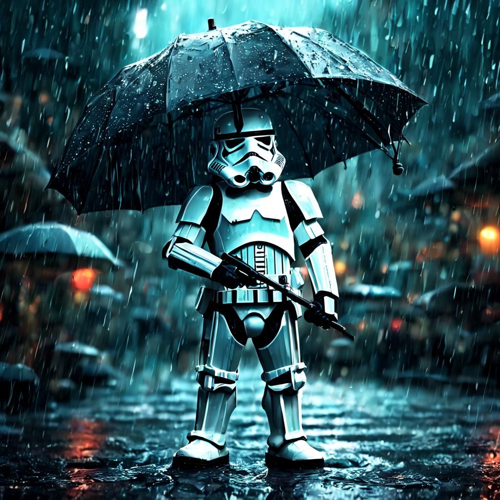 Stormtrooper with Umbrella: Digital Concept Art
