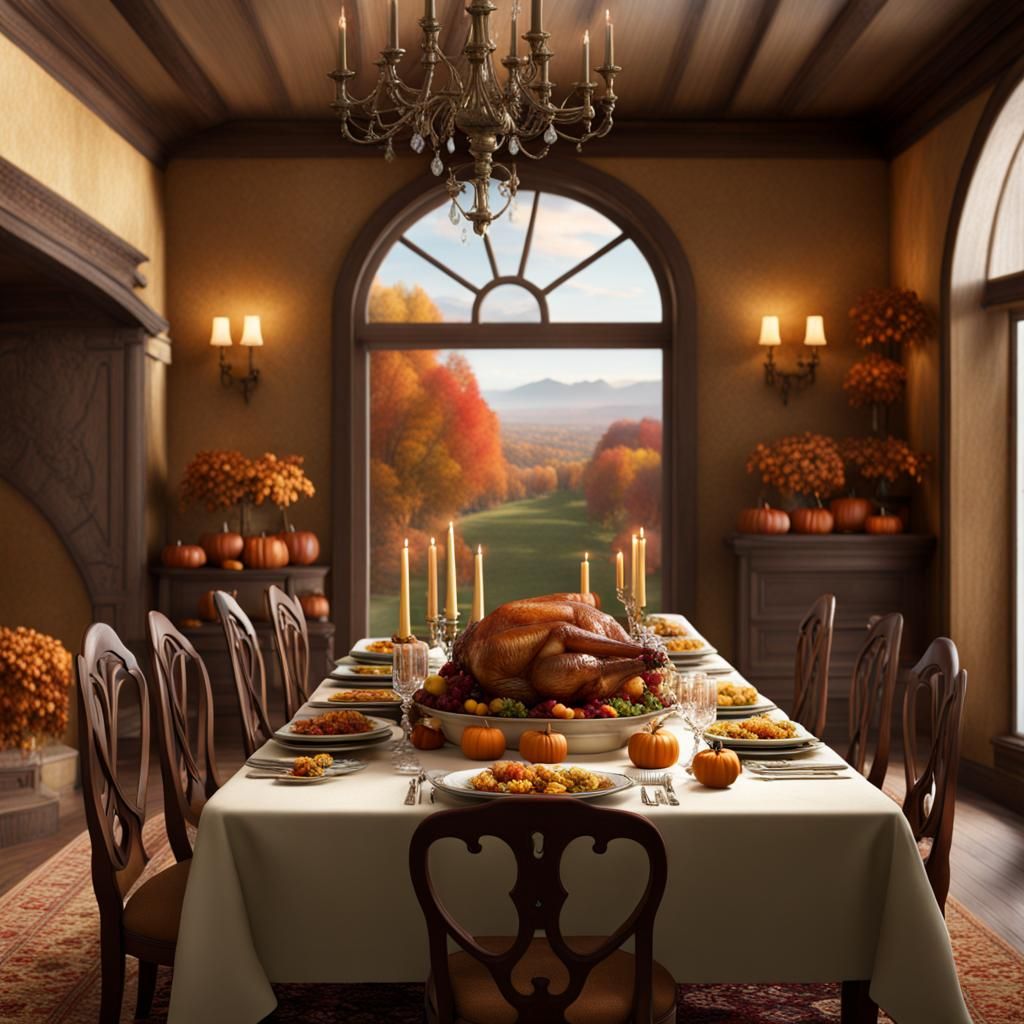Thanksgiving Tablescape: Detailed Matte Painting
