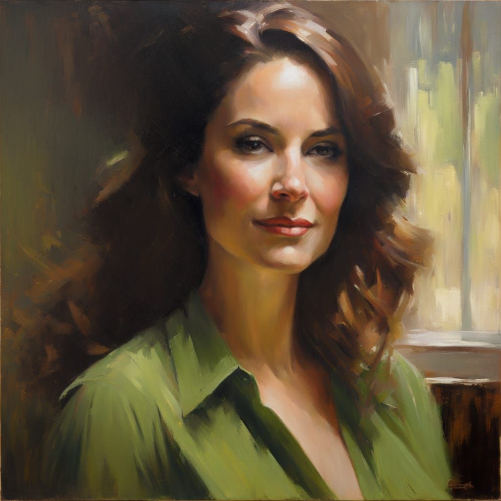 Impressionistic Portrait of Woman in Oil on Canvas