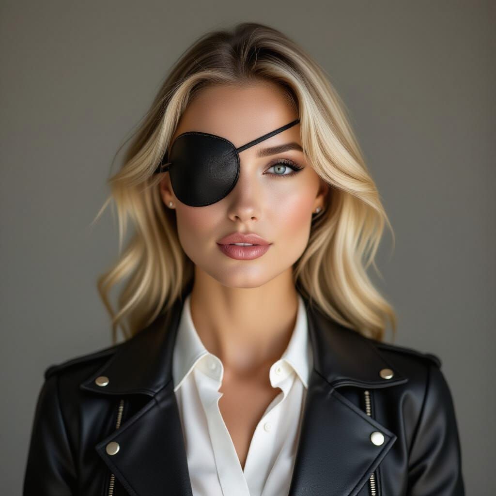 Woman with Leather Eyepatch Portrait