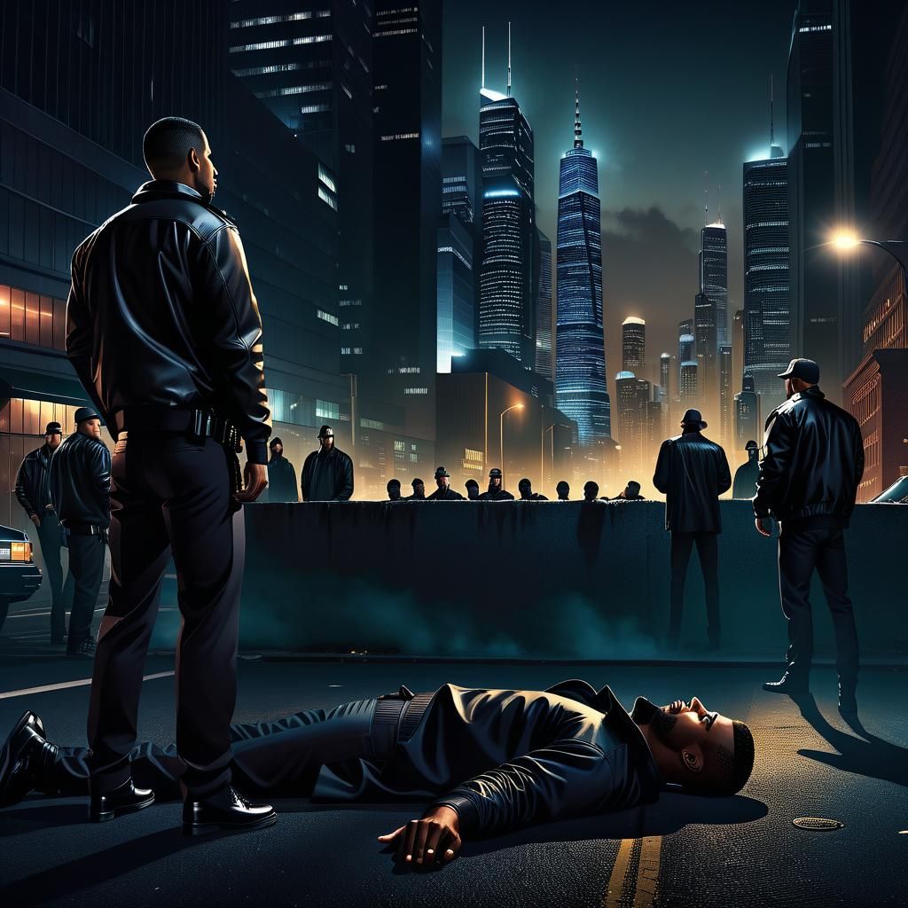 Hyperrealistic Mugging Scene in City at Night