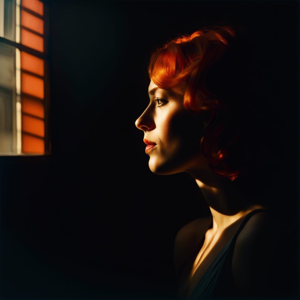 Passionate Redhead in Shadowplay: Lovecore Close-Up