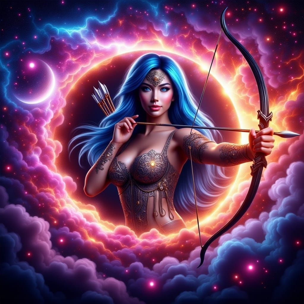 Celestial Warrior Bursts from Black Hole in Digital Art