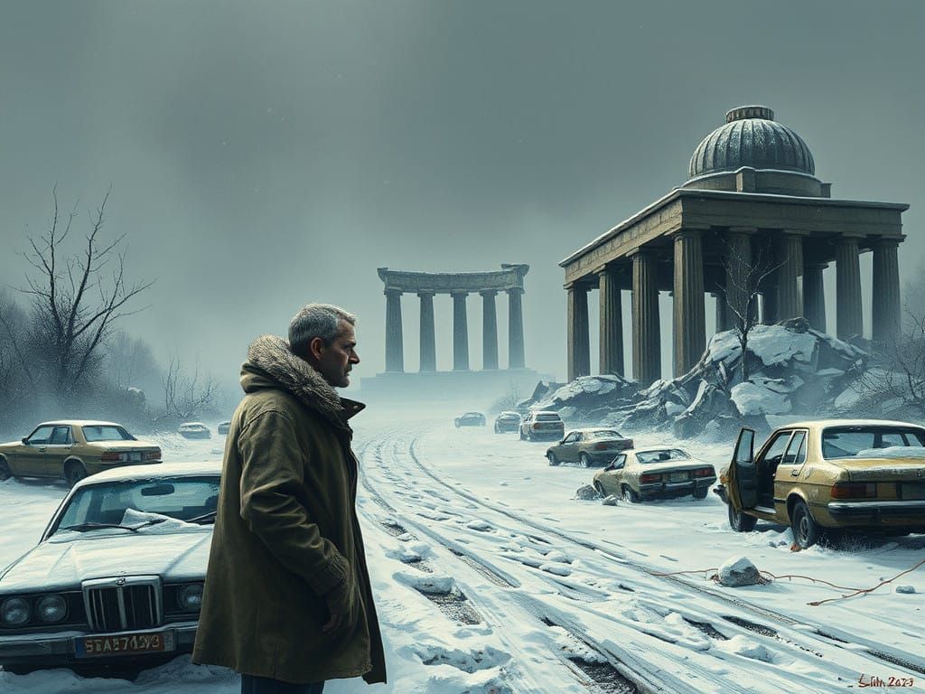 Dystopian Winter in a Post-Apocalyptic Ruin