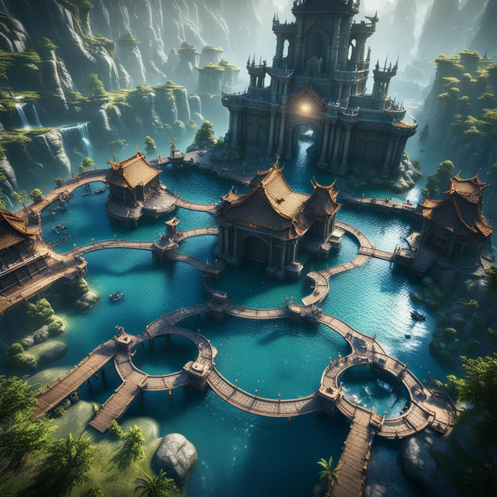 Epic 3D Water Kingdom with Dynamic Lighting