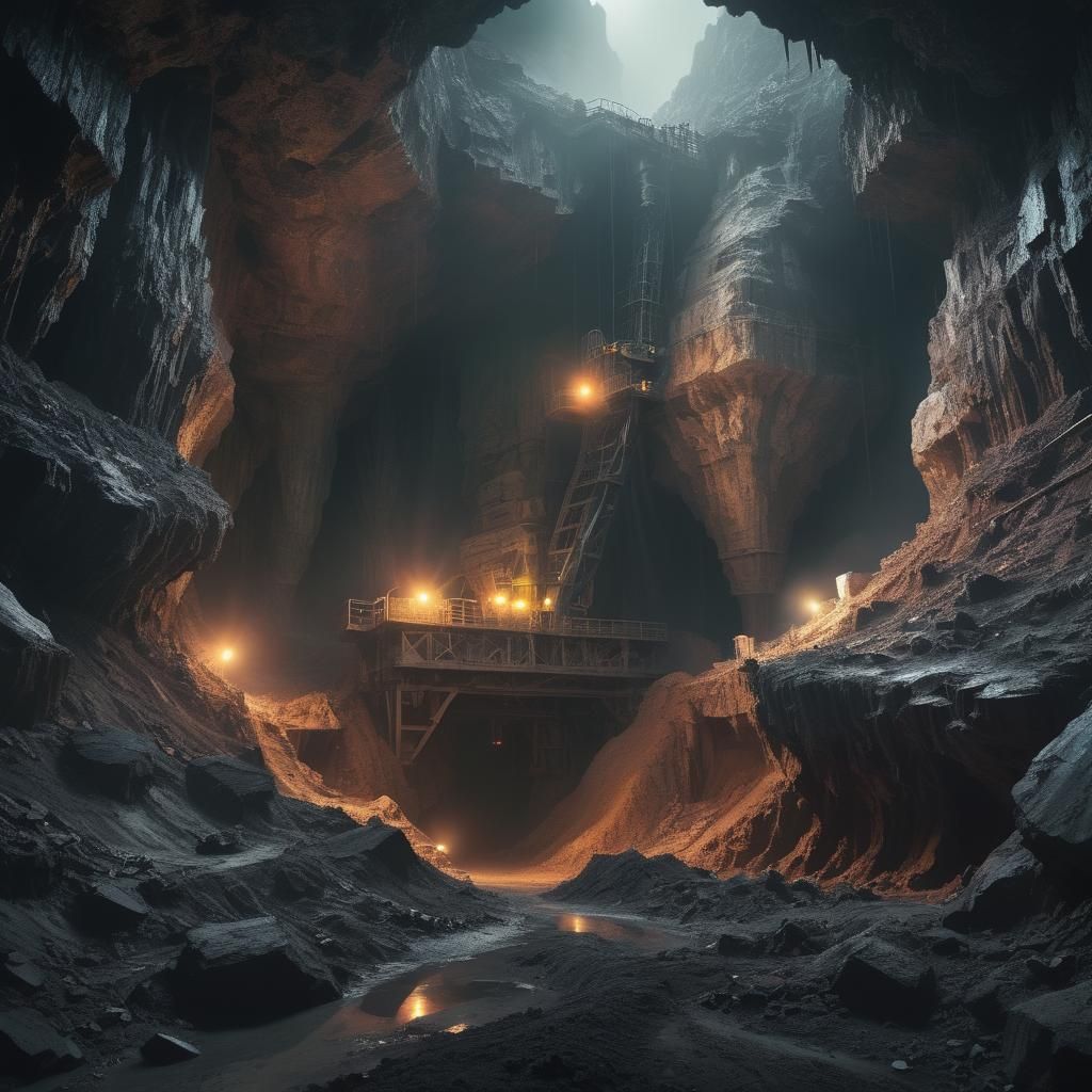 Epic Digital Painting of a Haunting Underground Mine Scene
