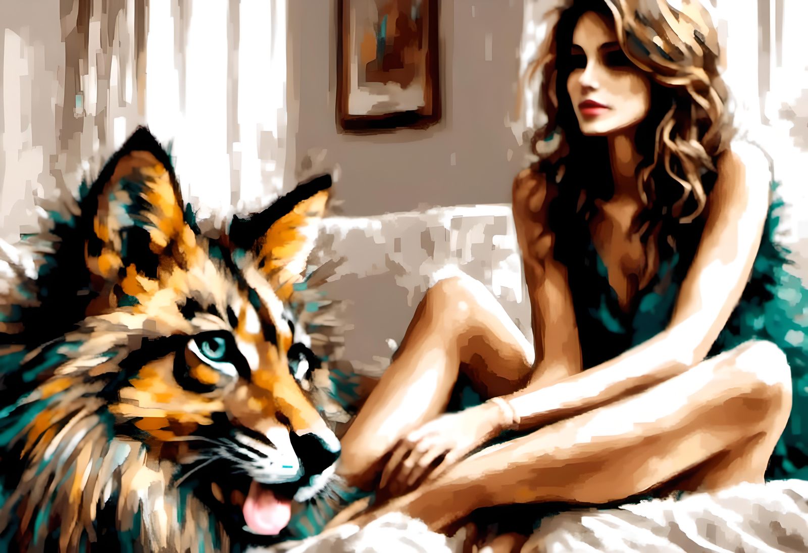 Powerful Woman's Legs in Oil Painting Style