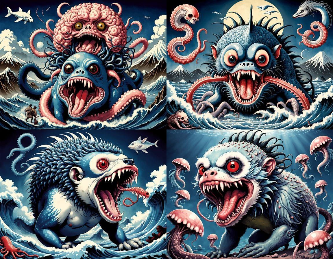 Surreal Mutant Hybrid in Japanese Art Style