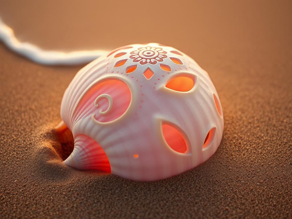 Seashell Mandala on Golden Beach Sand